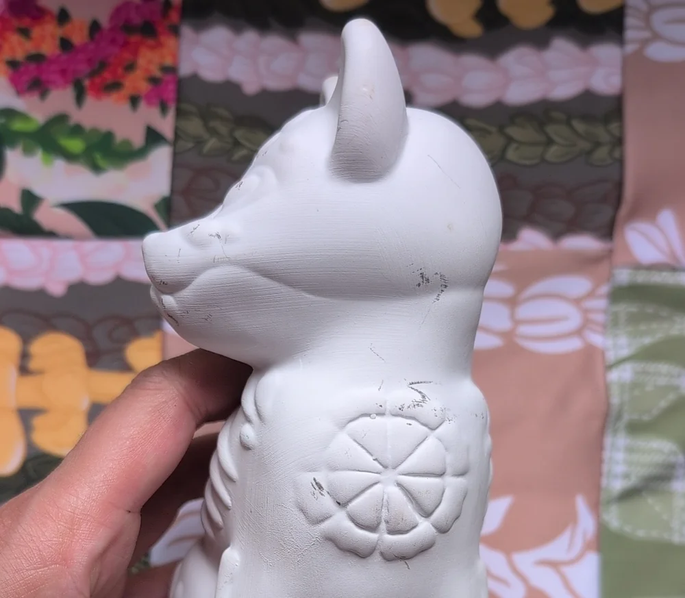 White DIY Ceramic Cat & Dog Figurine Set Halloween 🎃 Decor